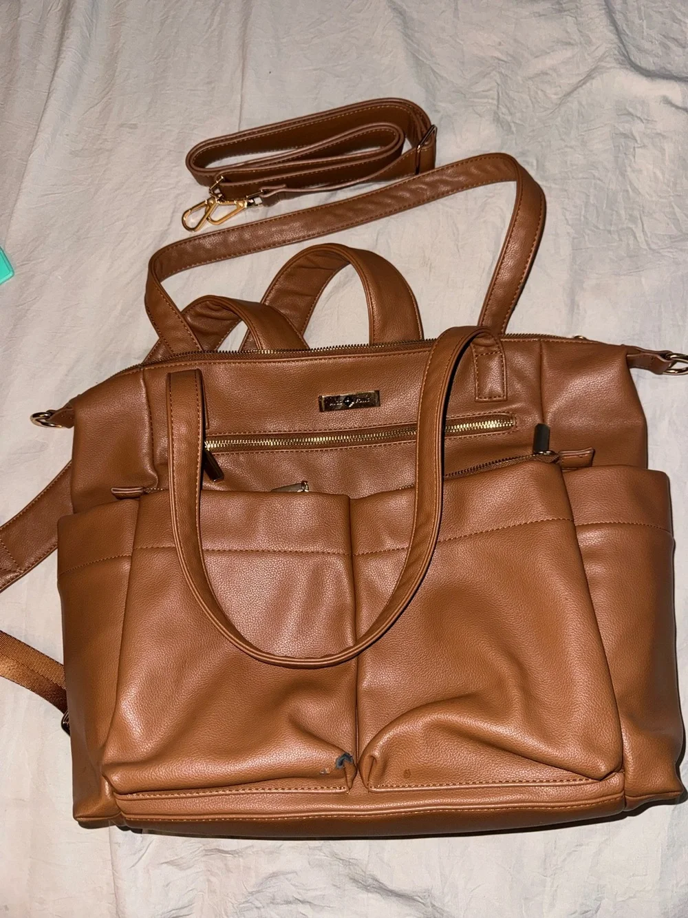 Tan Vegan Leather Tote Bag